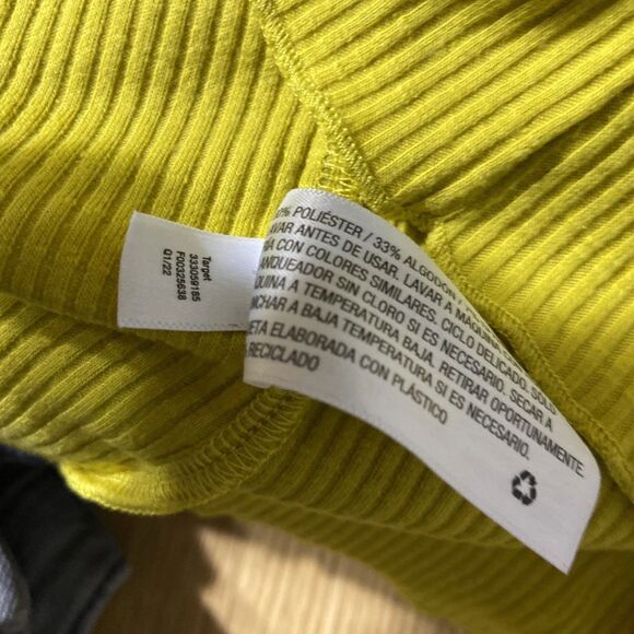 Art Class Girls Yellow Lime Green Ribbed Short Sleeve Bottom Up Top  Med 7/8 - Picture 6 of 6